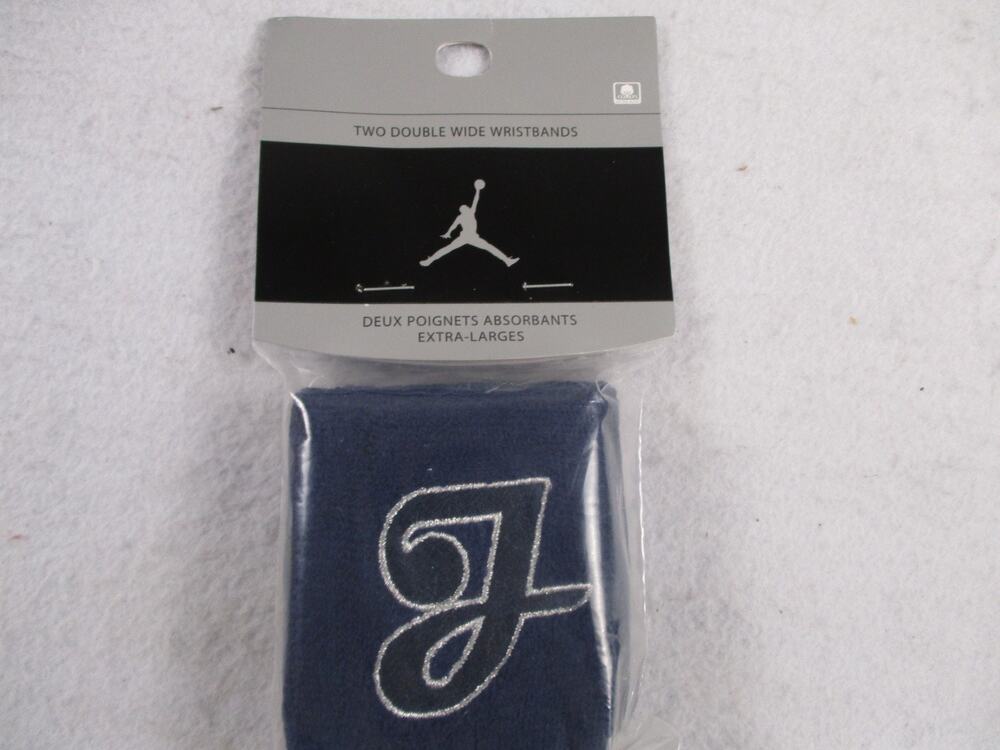 Air Jordan Script Logo Wristbands Navy Silver Vintage NWT Deadstock 591245